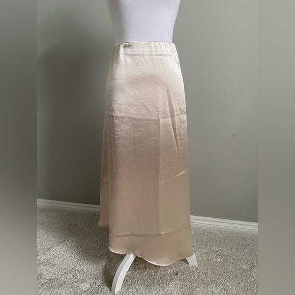 Donna Karan Cream Shimmer Slip Skirt Asymmetrical NWT